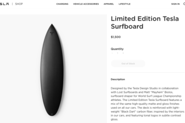 Tesla launches a Limited Edition Surfboard