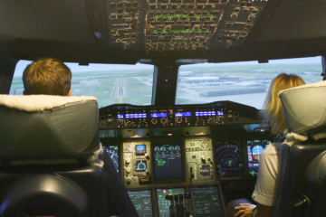 British Airways has a  Million Flight Simulator that taught us how to take Off, Fly, and Land an Airplane